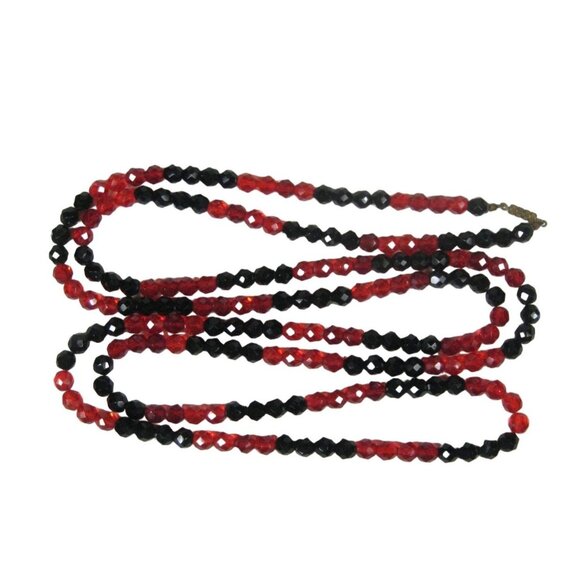 Necklace Glass Faceted Beaded 62 inch Vintage Strand Jewelry Statement Flapper - Picture 1 of 8